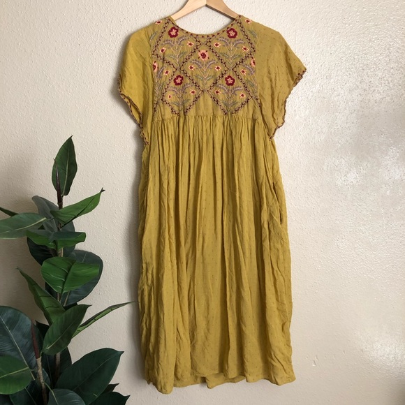 zara yellow embroidered dress